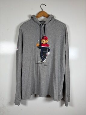 2020 Ryder Cup Bear Polo by Ralph Lauren Grey Bear Graphic Hoodie Size Large